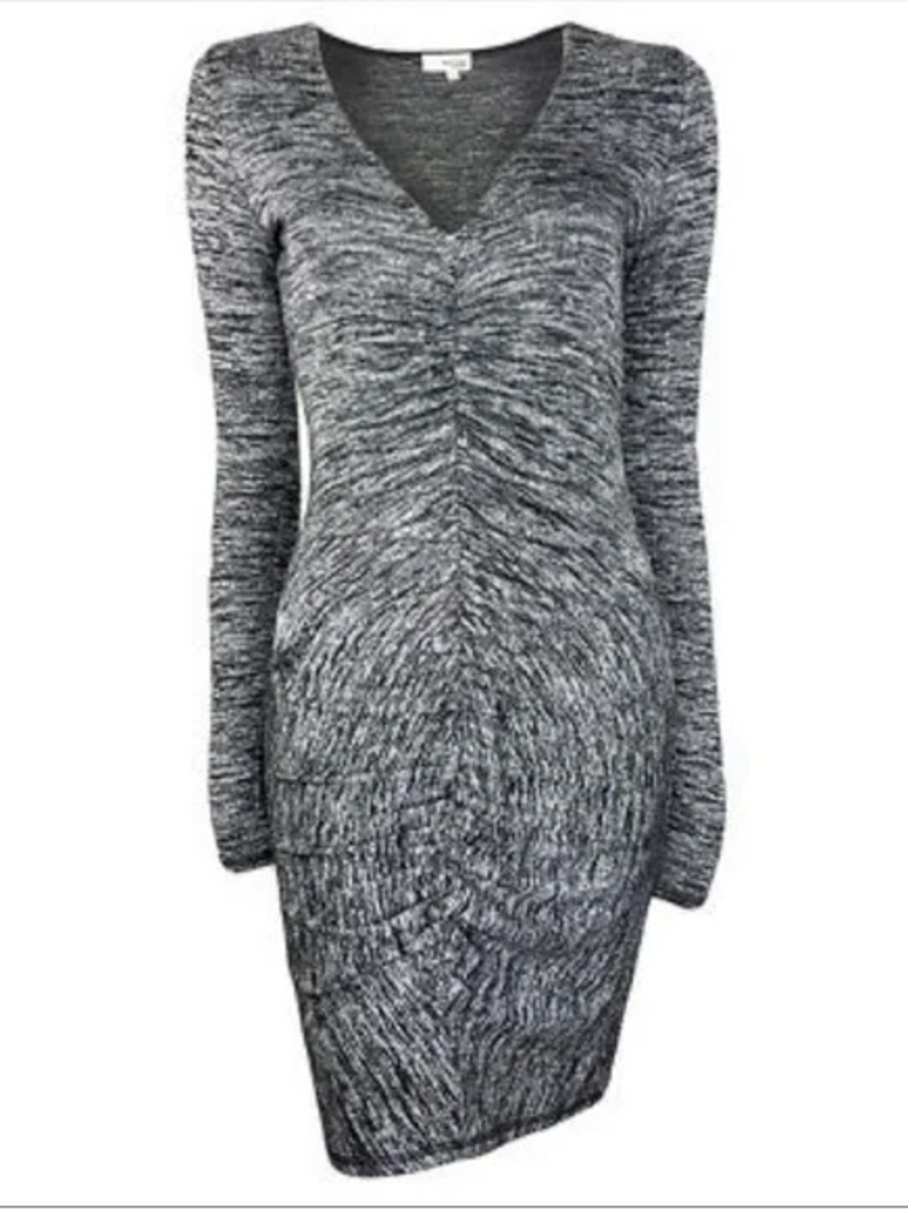 Wilfred Free Aritzia Gray Marled V-Neck Long Sleeve Bodycon Dress Women’s Size S